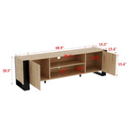 68.9" TV Stand with Electric Fireplace, 12 LED Flame Modes, 1500W, Remote Control, Wood Grain, Cable Management