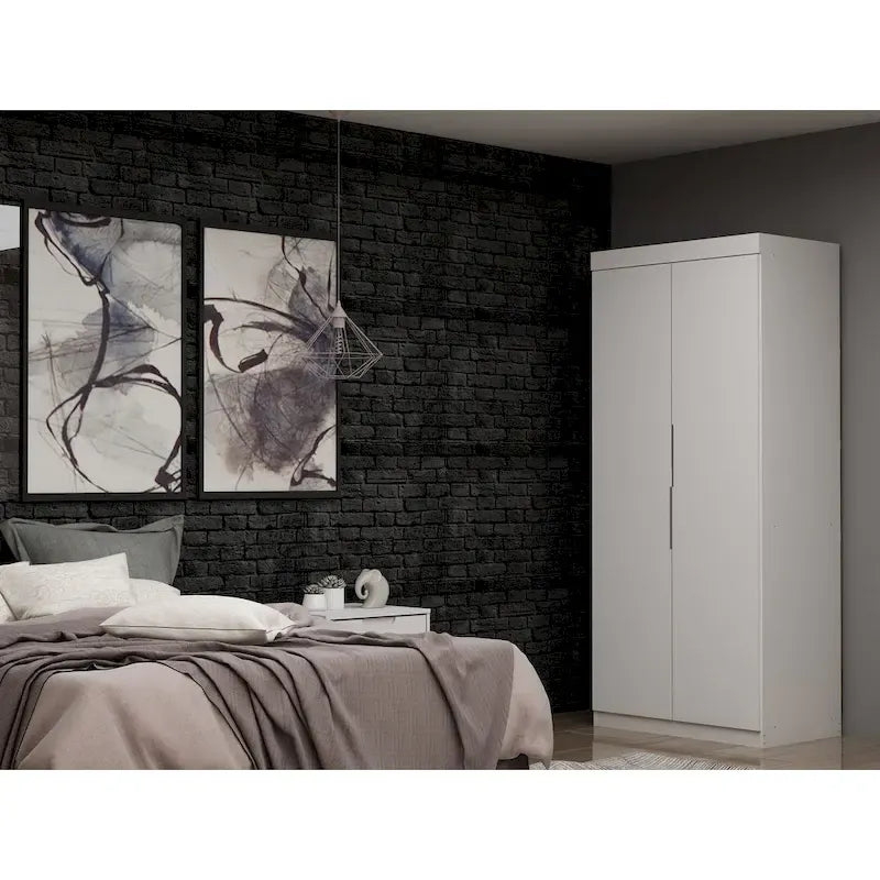 81.3"H Modern Sectional Wardrobe Armoire - 4 Cubbies - 2 Drawers - Adjustable Shelves - Soft-Close Hinges - 35.98"L x 21.65"D - Free Standing - Modular