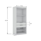 81.3"H Modern Sectional Wardrobe Armoire - 4 Cubbies - 2 Drawers - Adjustable Shelves - Soft-Close Hinges - 35.98"L x 21.65"D - Free Standing - Modular