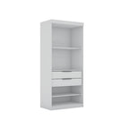 81.3"H Modern Sectional Wardrobe Armoire - 4 Cubbies - 2 Drawers - Adjustable Shelves - Soft-Close Hinges - 35.98"L x 21.65"D - Free Standing - Modular