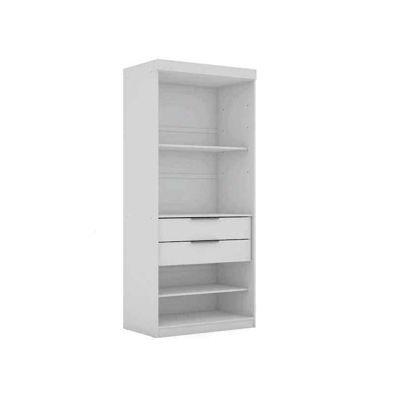 81.3"H Modern Sectional Wardrobe Armoire - 4 Cubbies - 2 Drawers - Adjustable Shelves - Soft-Close Hinges - 35.98"L x 21.65"D - Free Standing - Modular