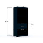 81.3"H Modern Sectional Wardrobe Armoire - 4 Cubbies - 2 Drawers - Adjustable Shelves - Soft-Close Hinges - 35.98"L x 21.65"D - Free Standing - Modular