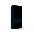 81.3"H Modern Sectional Wardrobe Armoire - 4 Cubbies - 2 Drawers - Adjustable Shelves - Soft-Close Hinges - 35.98"L x 21.65"D - Free Standing - Modular