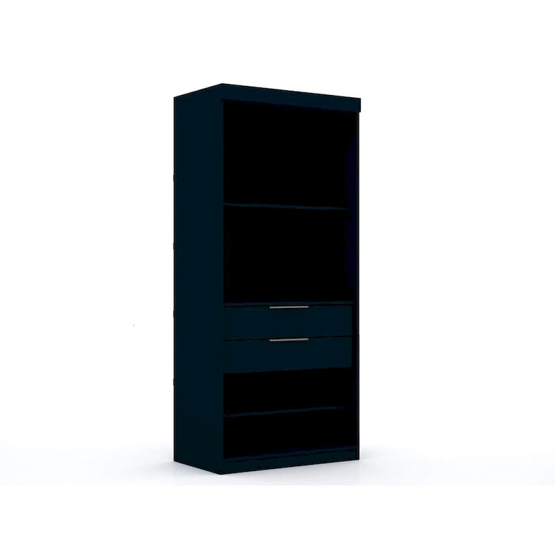 81.3"H Modern Sectional Wardrobe Armoire - 4 Cubbies - 2 Drawers - Adjustable Shelves - Soft-Close Hinges - 35.98"L x 21.65"D - Free Standing - Modular
