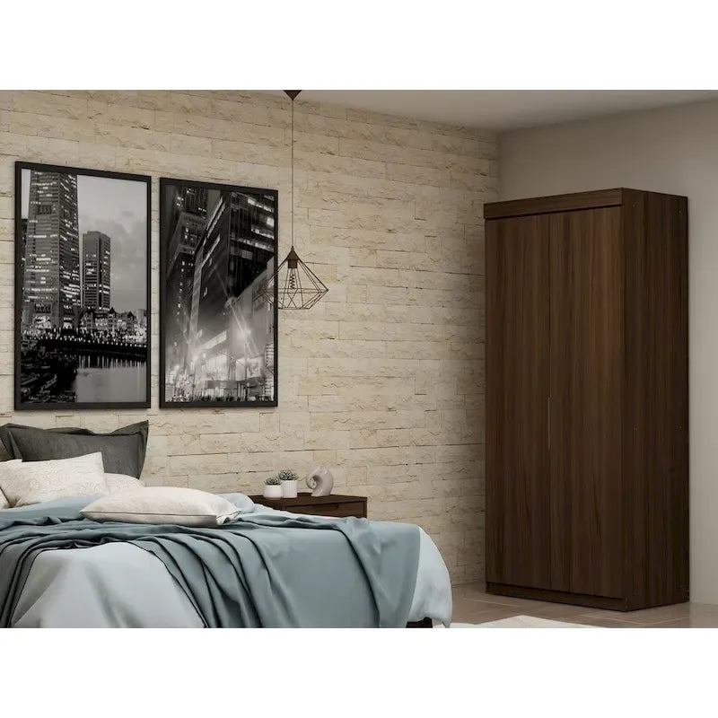 81.3"H Modern Sectional Wardrobe Armoire - 4 Cubbies - 2 Drawers - Adjustable Shelves - Soft-Close Hinges - 35.98"L x 21.65"D - Free Standing - Modular