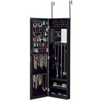 Wall & Door Mounted Jewelry Cabinet with Full-Length Mirror - Adjustable Height Organizer Armoire, Soft Lining, 53" H Storage