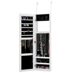 Wall & Door Mounted Jewelry Cabinet with Full-Length Mirror - Adjustable Height Organizer Armoire, Soft Lining, 53" H Storage