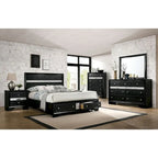 2-Piece Bedroom Set with Nightstand & 5-Drawer Chest, Hidden Jewelry Drawer, Black Wood, Contemporary