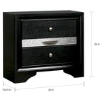 2-Piece Bedroom Set with Nightstand & 5-Drawer Chest, Hidden Jewelry Drawer, Black Wood, Contemporary