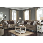 Oval Coffee Table - Cottage Style, Two-Tone White/Brown, Cabriole Legs, Lower Shelf, Distressed Wood Top, 48" W x 34" D x 20" H