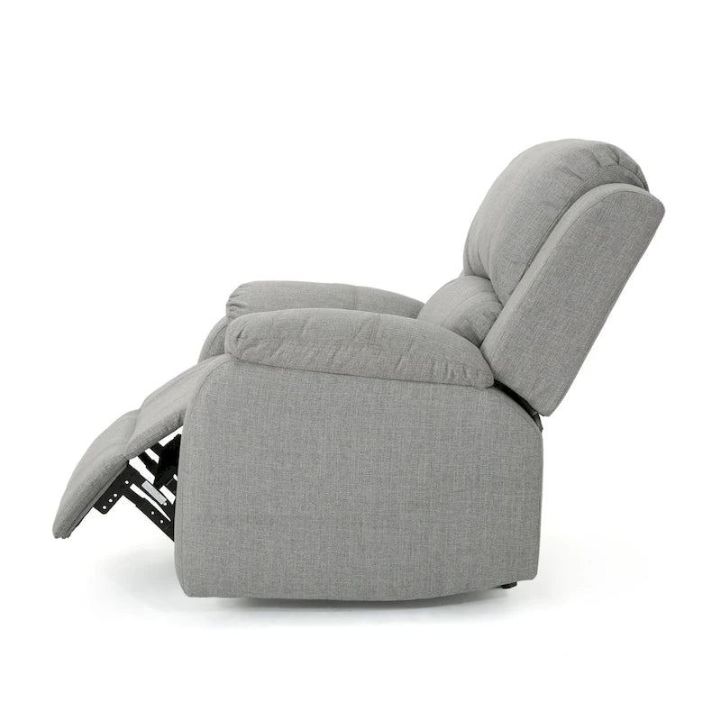 Classic Fabric Gliding Recliner, Polyester Upholstery, Tufted Back, Pillowtop Arms, 34.5"W x 62.5"D, Traditional Style