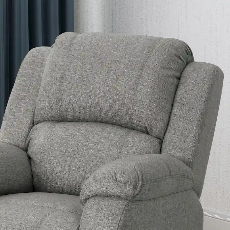 Classic Fabric Gliding Recliner, Polyester Upholstery, Tufted Back, Pillowtop Arms, 34.5"W x 62.5"D, Traditional Style
