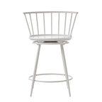 Windsor Swivel Counter Stools Set of 2 - Low Wide Back - 24"H Seat - Powder-Coated Iron & MDF - Footrest - 23.75"W x 34.5"H - Modern Transitional Style