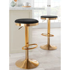 Lumisource Dakota Barstool in Gold Steel and White Leather - Set of 2 - 15Lx15Wx23-31.75H
