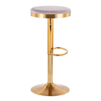 Adjustable Bar Stools Set of 2 - 360° Swivel - Gold Steel Frame - White Faux Leather - 23-31.75"H - Built-in Footrest - 250 lbs Capacity - Glam Modern Style