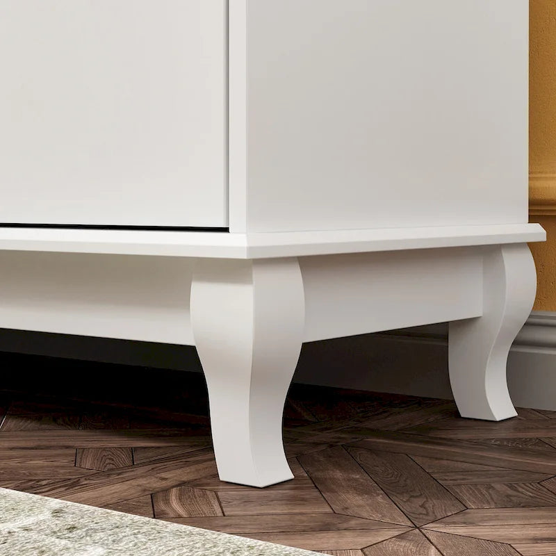 10-Drawer Dresser 55.1"W, White Lacquer Finish, 150 lbs Top Capacity, CARB Certified MDF