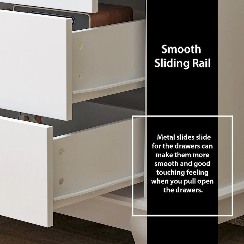 10-Drawer Dresser 55.1"W, White Lacquer Finish, 150 lbs Top Capacity, CARB Certified MDF