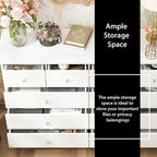 10-Drawer Dresser 55.1"W, White Lacquer Finish, 150 lbs Top Capacity, CARB Certified MDF