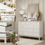 10-Drawer Dresser 55.1"W, White Lacquer Finish, 150 lbs Top Capacity, CARB Certified MDF