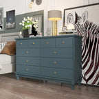 10-Drawer Dresser 55.1"W, White Lacquer Finish, 150 lbs Top Capacity, CARB Certified MDF