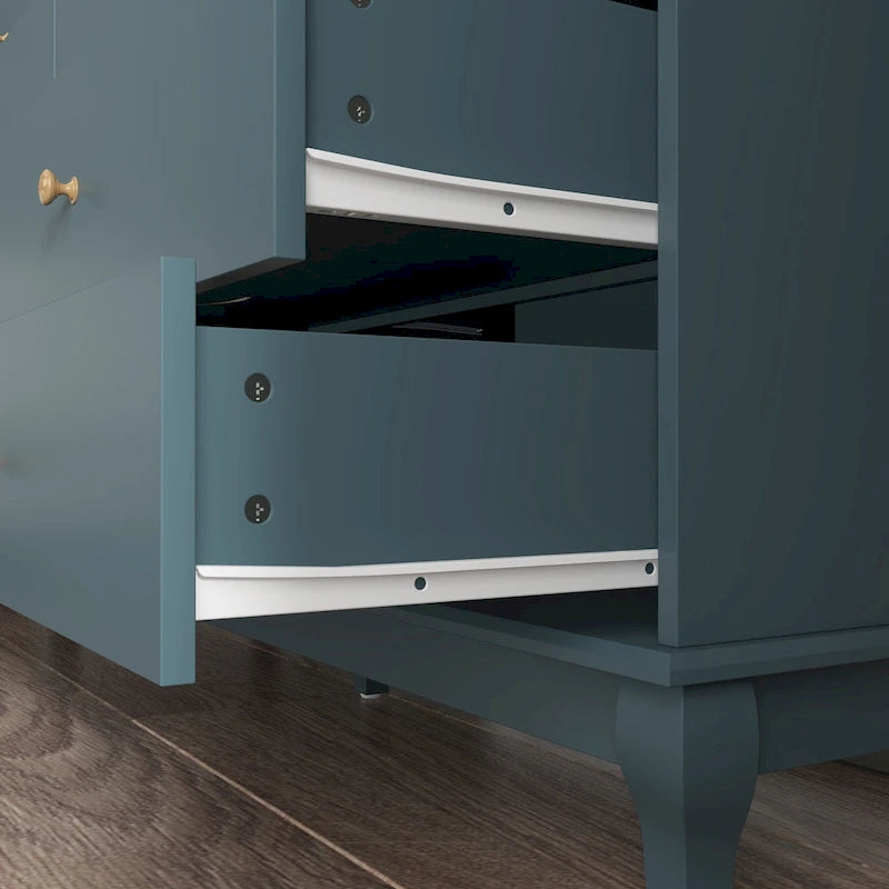 10-Drawer Dresser 55.1"W, White Lacquer Finish, 150 lbs Top Capacity, CARB Certified MDF