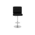 Adjustable Bar Stools Set of 2 - Chrome Frame - Tufted Faux Leather - 360° Swivel - Hydraulic Height 24-30"H - Footrest - 7 Colors - Modern Style - 17"W x 17"D