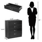 4-Drawer Nightstand with Charging Station, 2 USB Ports & 2 Outlets, 25.98"W, Minimalist Dresser