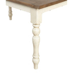 68" Farmhouse Dining Table with Turned Legs, Two-Tone Antique White & Distressed Oak, Solid Wood