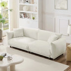 86.5" Teddy Velvet Sofa with Pillows, 700 LBS Capacity, Tufted Design, Metal Legs, High-Density Foam, White, Modern Style