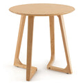 24" Round Side Table, Solid Rubber Wood End Table, 110 LBS Capacity, V-Shaped Legs, Farmhouse Style, Natural Finish