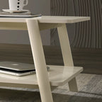 Mid-Century Modern Wood End Table - Sculptural Design with Storage Shelf, Okume Veneer Top, Rubberwood Legs, 26.77" W x 21.65" H