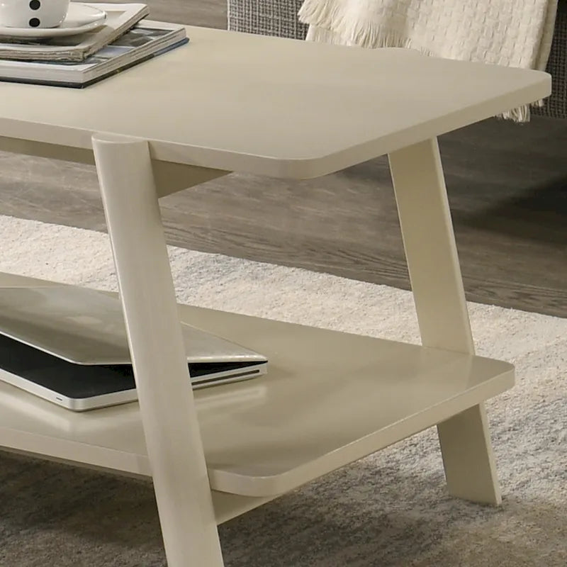 Mid-Century Modern Wood End Table - Sculptural Design with Storage Shelf, Okume Veneer Top, Rubberwood Legs, 26.77" W x 21.65" H