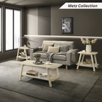 Mid-Century Modern Wood End Table - Sculptural Design with Storage Shelf, Okume Veneer Top, Rubberwood Legs, 26.77" W x 21.65" H