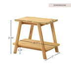 Mid-Century Modern Wood End Table - Sculptural Design with Storage Shelf, Okume Veneer Top, Rubberwood Legs, 26.77" W x 21.65" H