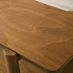 Mid-Century Modern Wood End Table - Sculptural Design with Storage Shelf, Okume Veneer Top, Rubberwood Legs, 26.77" W x 21.65" H