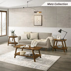 Mid-Century Modern Wood End Table - Sculptural Design with Storage Shelf, Okume Veneer Top, Rubberwood Legs, 26.77" W x 21.65" H