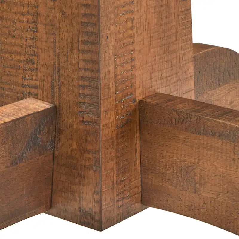 42" Round Dining Table with Pedestal Base, Solid Rubberwood, Distressed Walnut Finish, Farmhouse Style