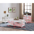 3-Piece White Wood Coffee Table Set with Storage, 1 Coffee Table + 2 End Tables, Drawers & Shelves, Contemporary Style