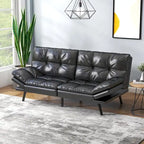 Convertible Futon Sofa Bed with Adjustable Armrests - Memory Foam Foldable Loveseat Sleeper for Small Spaces, 600 lbs Capacity