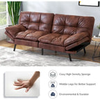 Convertible Futon Sofa Bed with Adjustable Armrests - Memory Foam Foldable Loveseat Sleeper for Small Spaces, 600 lbs Capacity