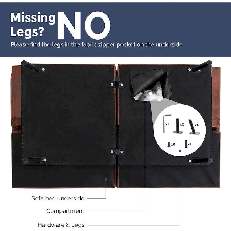 Convertible Futon Sofa Bed with Adjustable Armrests - Memory Foam Foldable Loveseat Sleeper for Small Spaces, 600 lbs Capacity