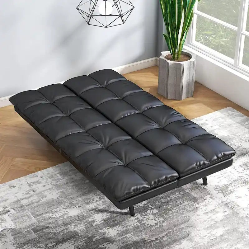 Convertible Futon Sofa Bed with Adjustable Armrests - Memory Foam Foldable Loveseat Sleeper for Small Spaces, 600 lbs Capacity