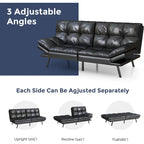 Convertible Futon Sofa Bed with Adjustable Armrests - Memory Foam Foldable Loveseat Sleeper for Small Spaces, 600 lbs Capacity