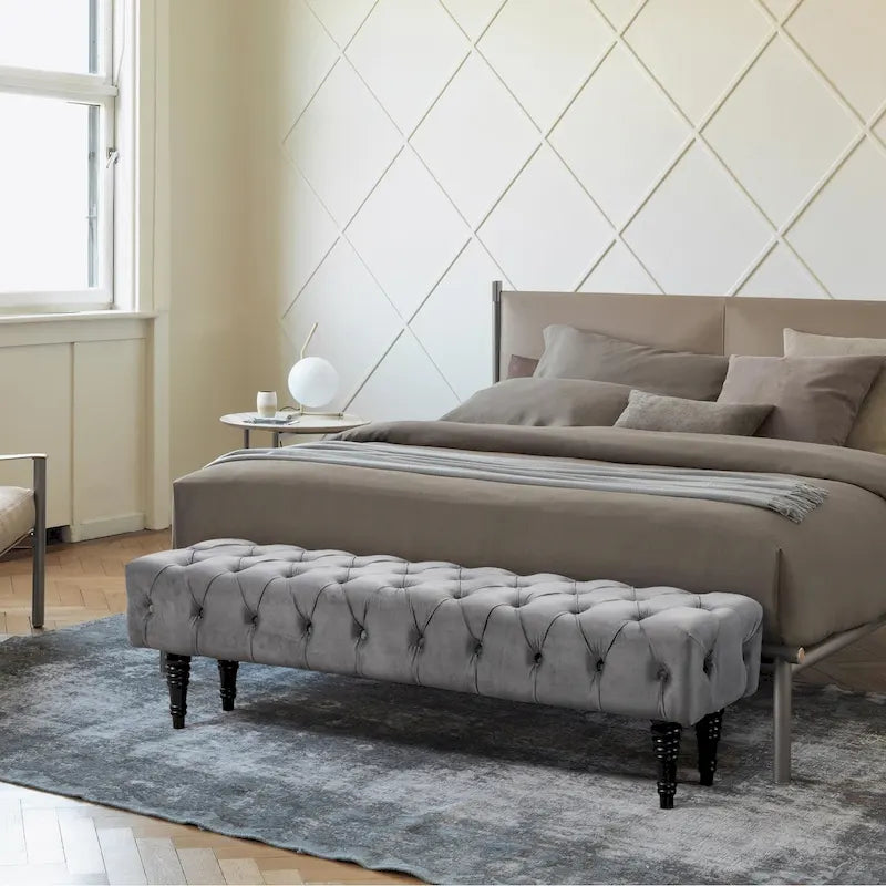 Upholstered Tufted Ottoman Bench - Plush Accent Seating, Modern Design, Multi-Room Use, 3 Sizes & Colors Available