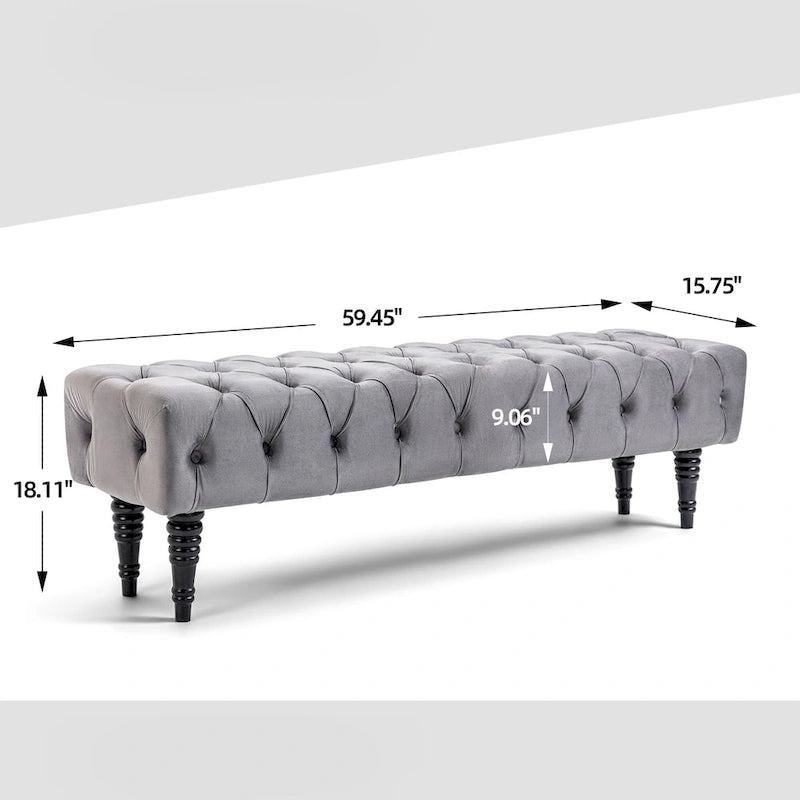 Upholstered Tufted Ottoman Bench - Plush Accent Seating, Modern Design, Multi-Room Use, 3 Sizes & Colors Available