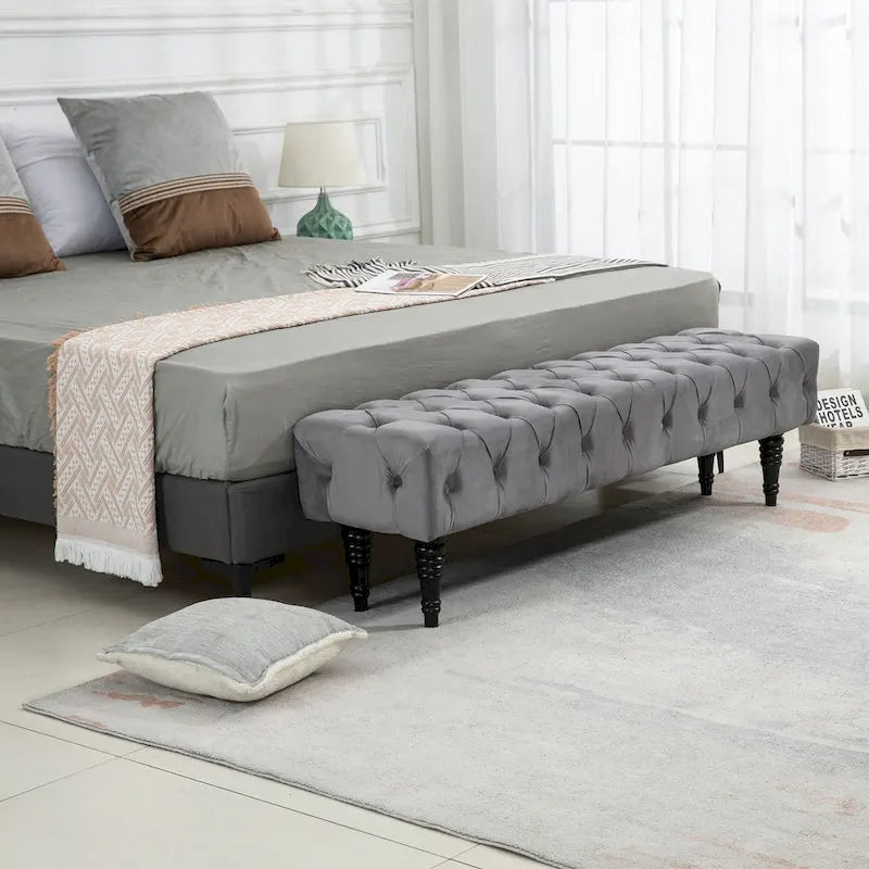 Upholstered Tufted Ottoman Bench - Plush Accent Seating, Modern Design, Multi-Room Use, 3 Sizes & Colors Available
