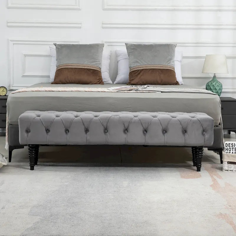 Upholstered Tufted Ottoman Bench - Plush Accent Seating, Modern Design, Multi-Room Use, 3 Sizes & Colors Available