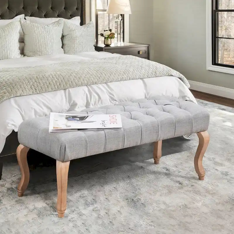 Upholstered Tufted Ottoman Bench - Plush Accent Seating, Modern Design, Multi-Room Use, 3 Sizes & Colors Available