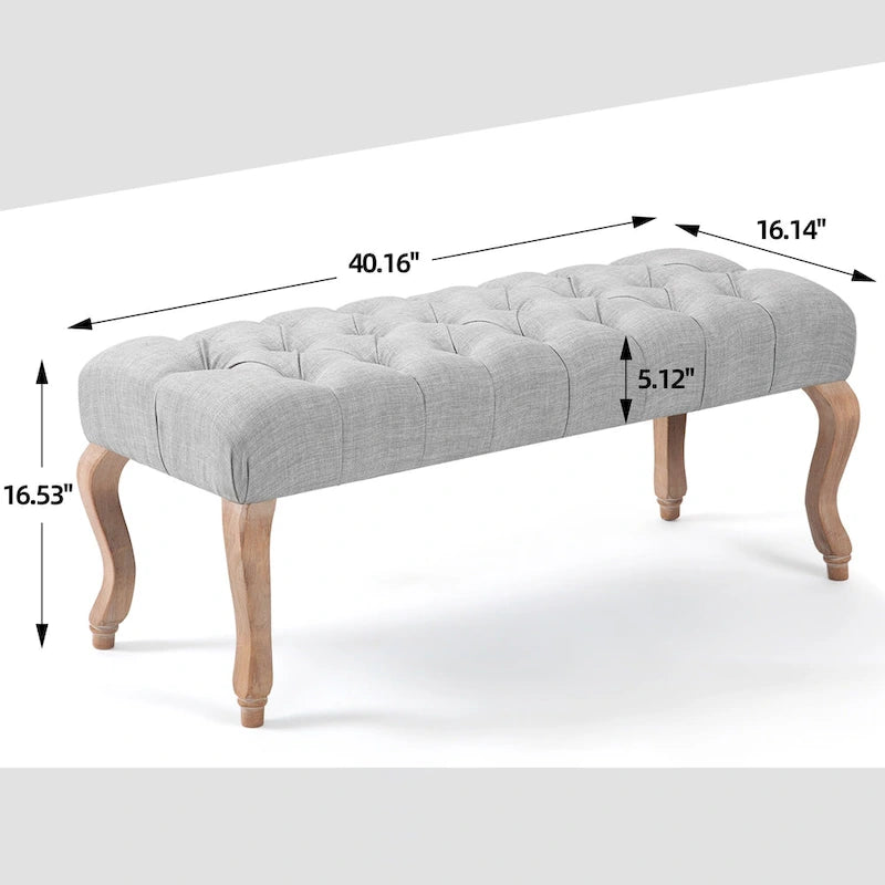 Upholstered Tufted Ottoman Bench - Plush Accent Seating, Modern Design, Multi-Room Use, 3 Sizes & Colors Available