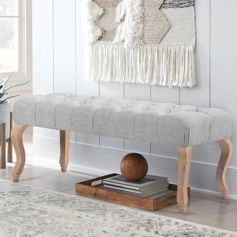 Upholstered Tufted Ottoman Bench - Plush Accent Seating, Modern Design, Multi-Room Use, 3 Sizes & Colors Available